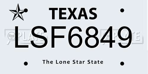 LSF6849 Texas License Plate