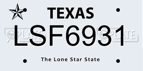LSF6931 Texas License Plate