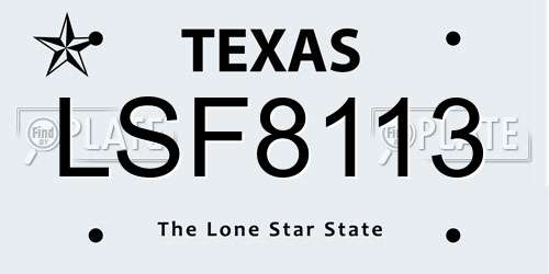 LSF8113 Texas License Plate