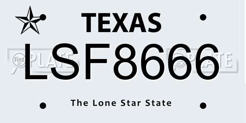 LSF8666 Texas License Plate