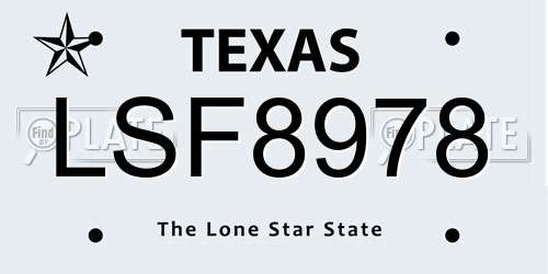 LSF8978 Texas License Plate