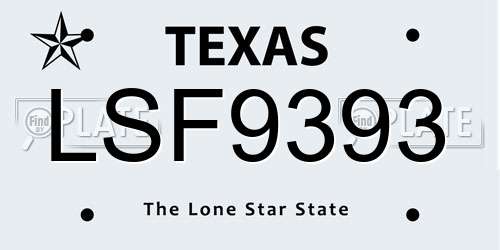LSF9393 Texas License Plate