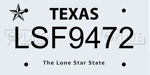 LSF9472 Texas License Plate