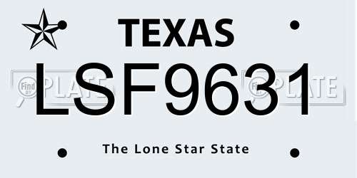 LSF9631 Texas License Plate