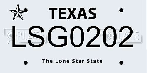LSG0202 Texas License Plate