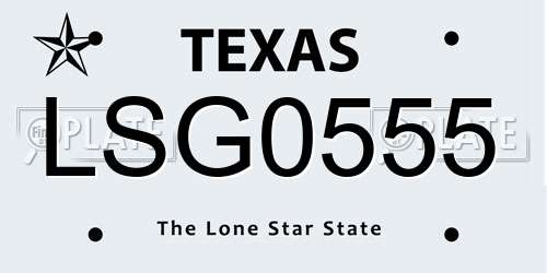 LSG0555 Texas License Plate