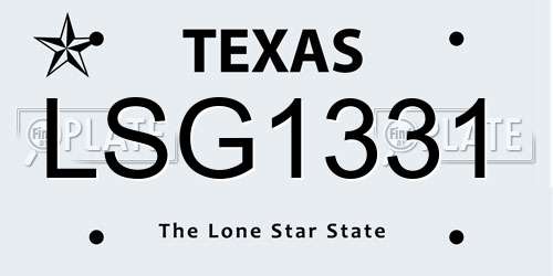 LSG1331 Texas License Plate