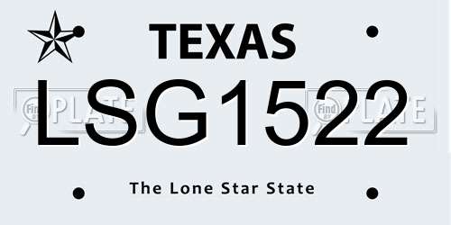LSG1522 Texas License Plate