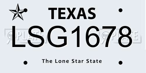 LSG1678 Texas License Plate