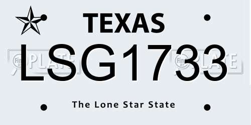 LSG1733 Texas License Plate