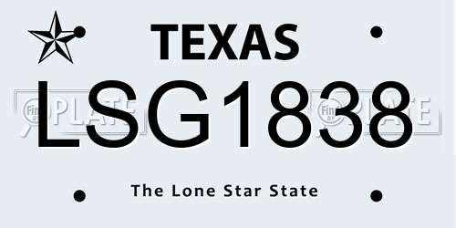 LSG1838 Texas License Plate