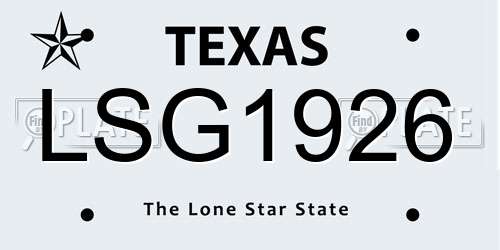 LSG1926 Texas License Plate