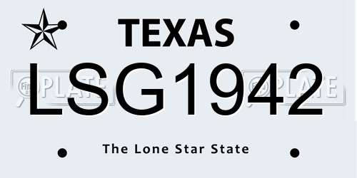 LSG1942 Texas License Plate