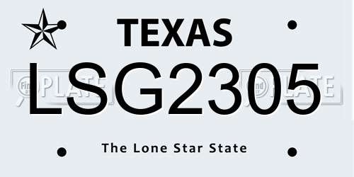 LSG2305 Texas License Plate