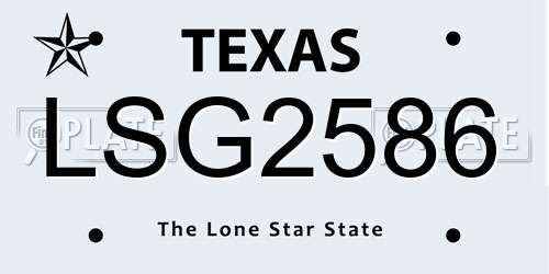 LSG2586 Texas License Plate