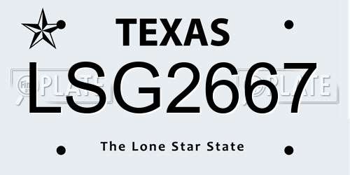 LSG2667 Texas License Plate