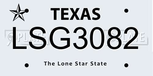 LSG3082 Texas License Plate