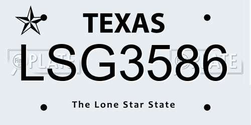 LSG3586 Texas License Plate