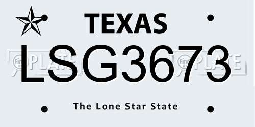 LSG3673 Texas License Plate