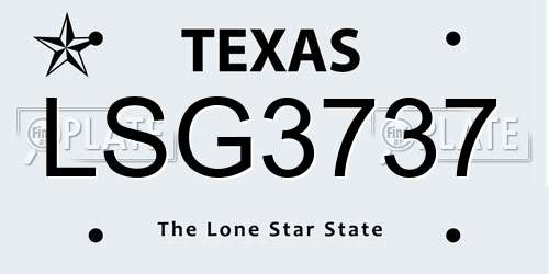 LSG3737 Texas License Plate