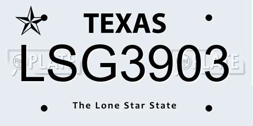 LSG3903 Texas License Plate