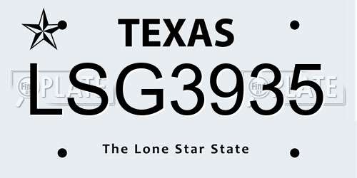 LSG3935 Texas License Plate