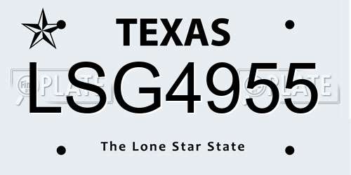 LSG4955 Texas License Plate