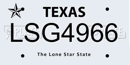 LSG4966 Texas License Plate