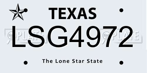 LSG4972 Texas License Plate