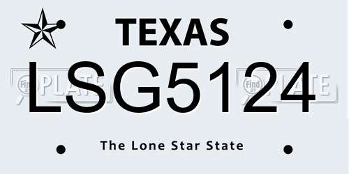 LSG5124 Texas License Plate