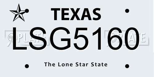 LSG5160 Texas License Plate