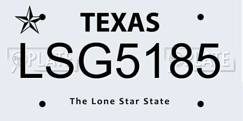 LSG5185 Texas License Plate