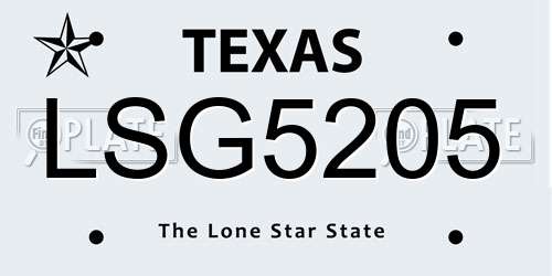 LSG5205 Texas License Plate