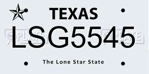 LSG5545 Texas License Plate