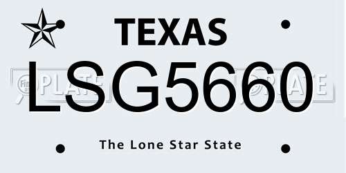 LSG5660 Texas License Plate