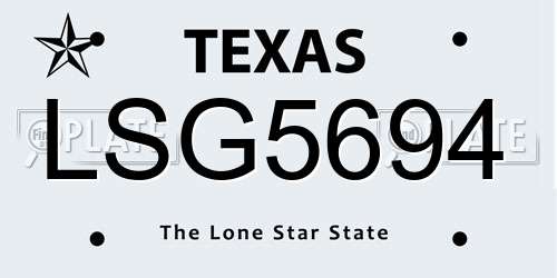 LSG5694 Texas License Plate