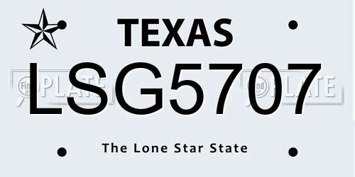 LSG5707 Texas License Plate