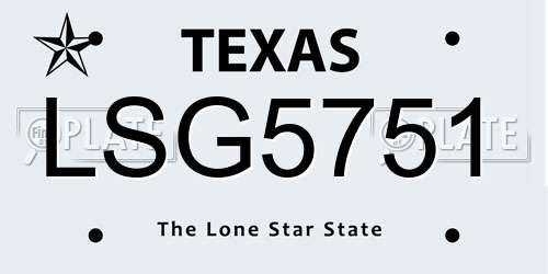 LSG5751 Texas License Plate