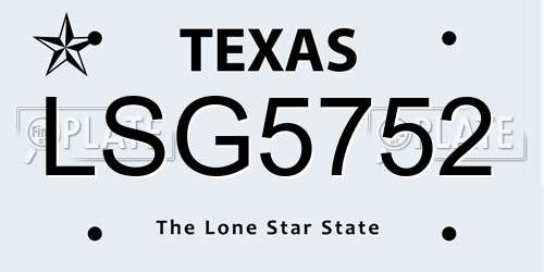 LSG5752 Texas License Plate