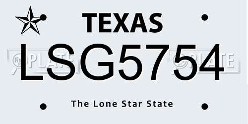 LSG5754 Texas License Plate