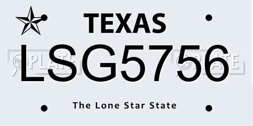 LSG5756 Texas License Plate