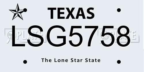 LSG5758 Texas License Plate