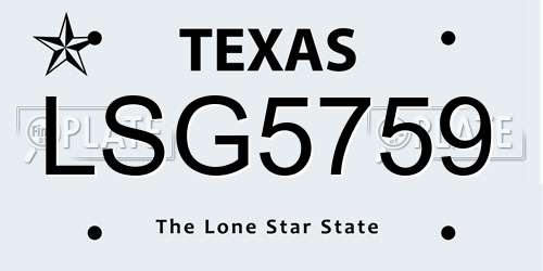 LSG5759 Texas License Plate