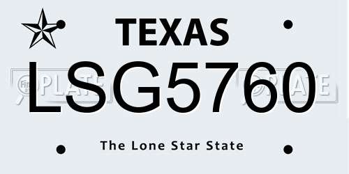 LSG5760 Texas License Plate