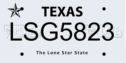 LSG5823 Texas License Plate