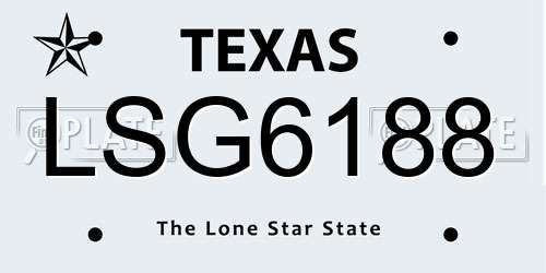 LSG6188 Texas License Plate