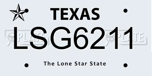 LSG6211 Texas License Plate