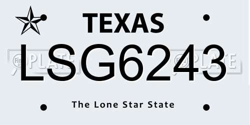 LSG6243 Texas License Plate