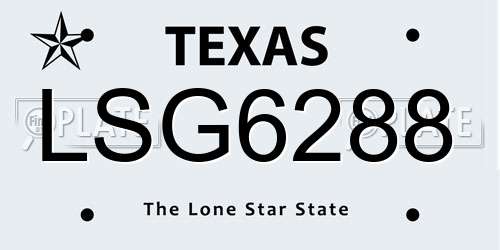 LSG6288 Texas License Plate