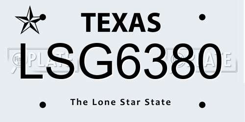 LSG6380 Texas License Plate